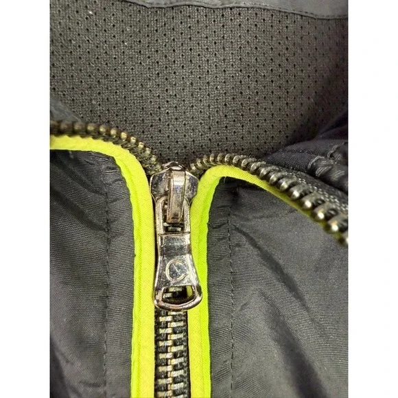 COOGI Bomber Jacket Black Neon Yellow Stripe Logo Patch Mens 6XL